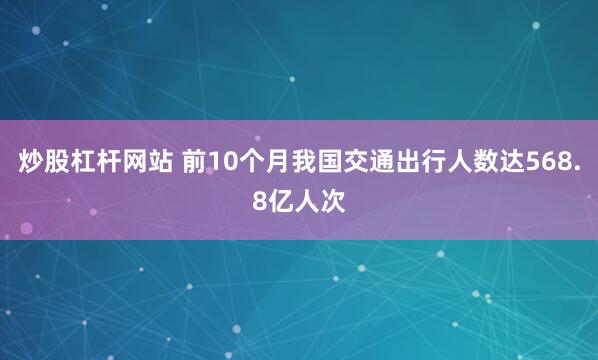 炒股杠杆网站 前10个月我国交通出行人数达568.8亿人次